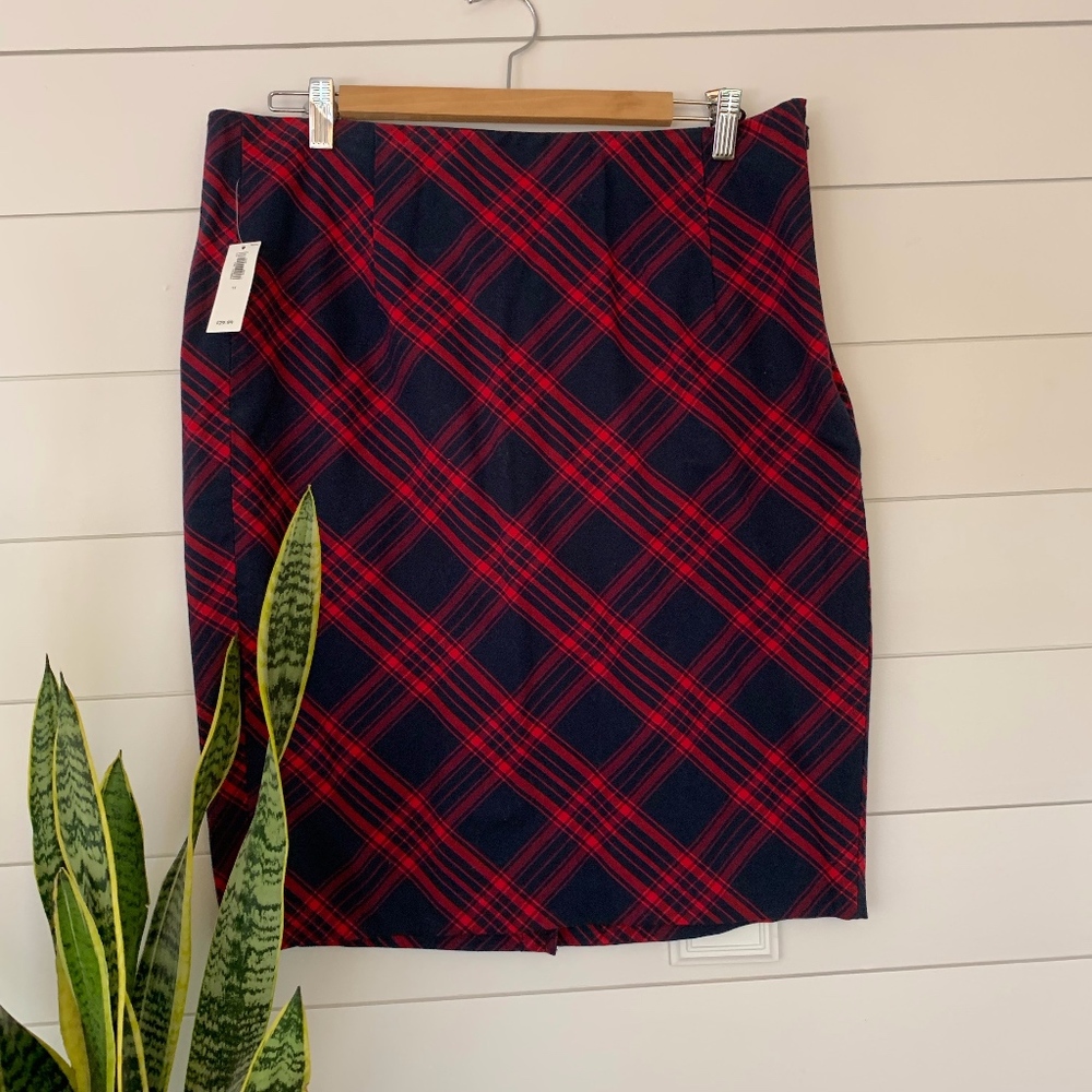 Old Navy Plaid Stretch Pencil Skirt